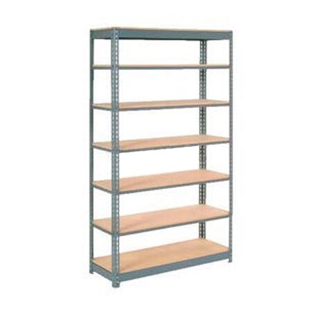 Global Industrial Heavy Duty Shelving 48W x 24D x 96H With 7 Shelves, Wood Deck, Gray B2297682
